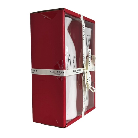 Rae Dunn SAKE SIP SIP Set 1 Pitcher 2 Small Sip Cups White Ceramic Red Box - Picture 4 of 8